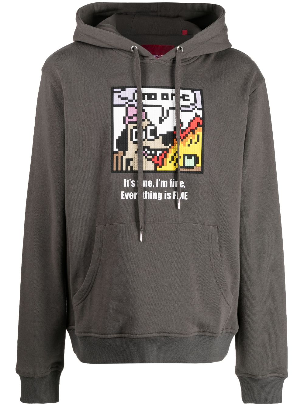 Graphic-print cotton hoodie - Grey