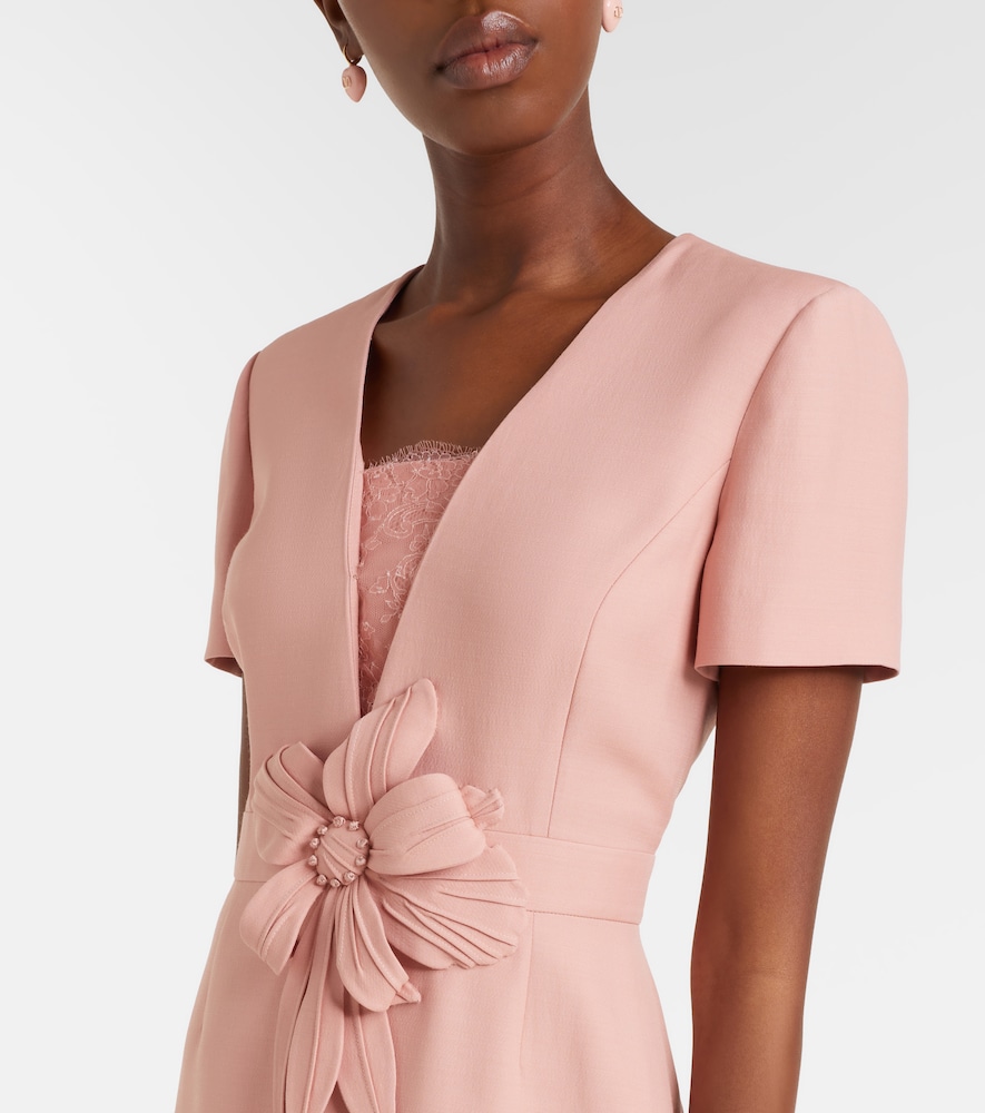 Crepe Couture floral-appliqué midi dress