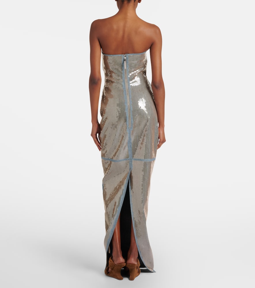 Prong sequined denim gown