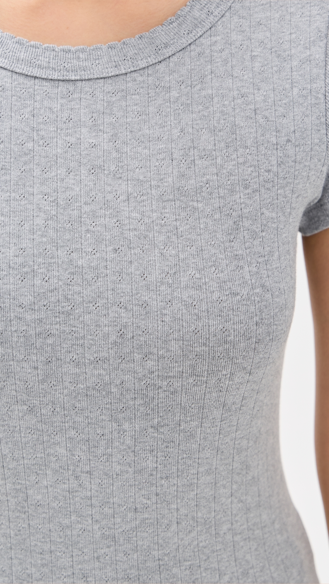 Marea Pointelle Crew Neck Tee Grey