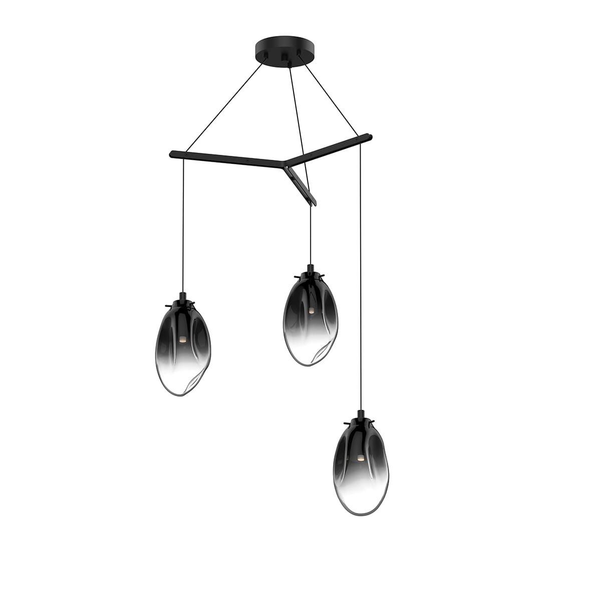 Liquid 3-Light 12" Pendant Light in Satin Black