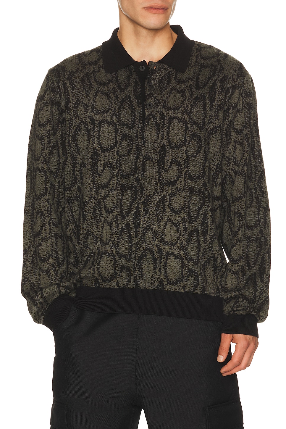 Carhartt WIP Snake Polo in Snake Camo & Leaf - Black. S also in M, L, XL/1X