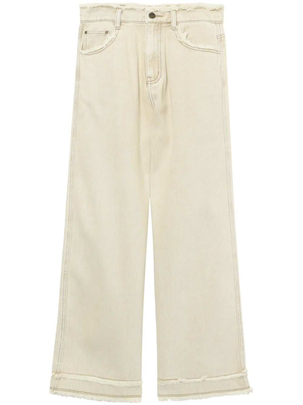 Frayed wide-leg jeans - Neutrals
