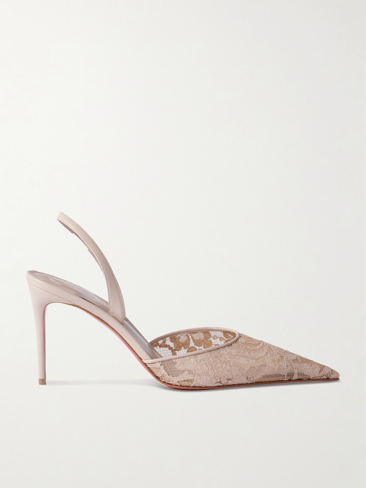 Kate Max 85 Leather-trimmed Lace Slingback Pumps - Neutrals
