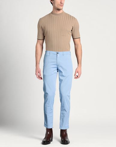 Man Pants Sky blue Size 30 Cotton, Elastane