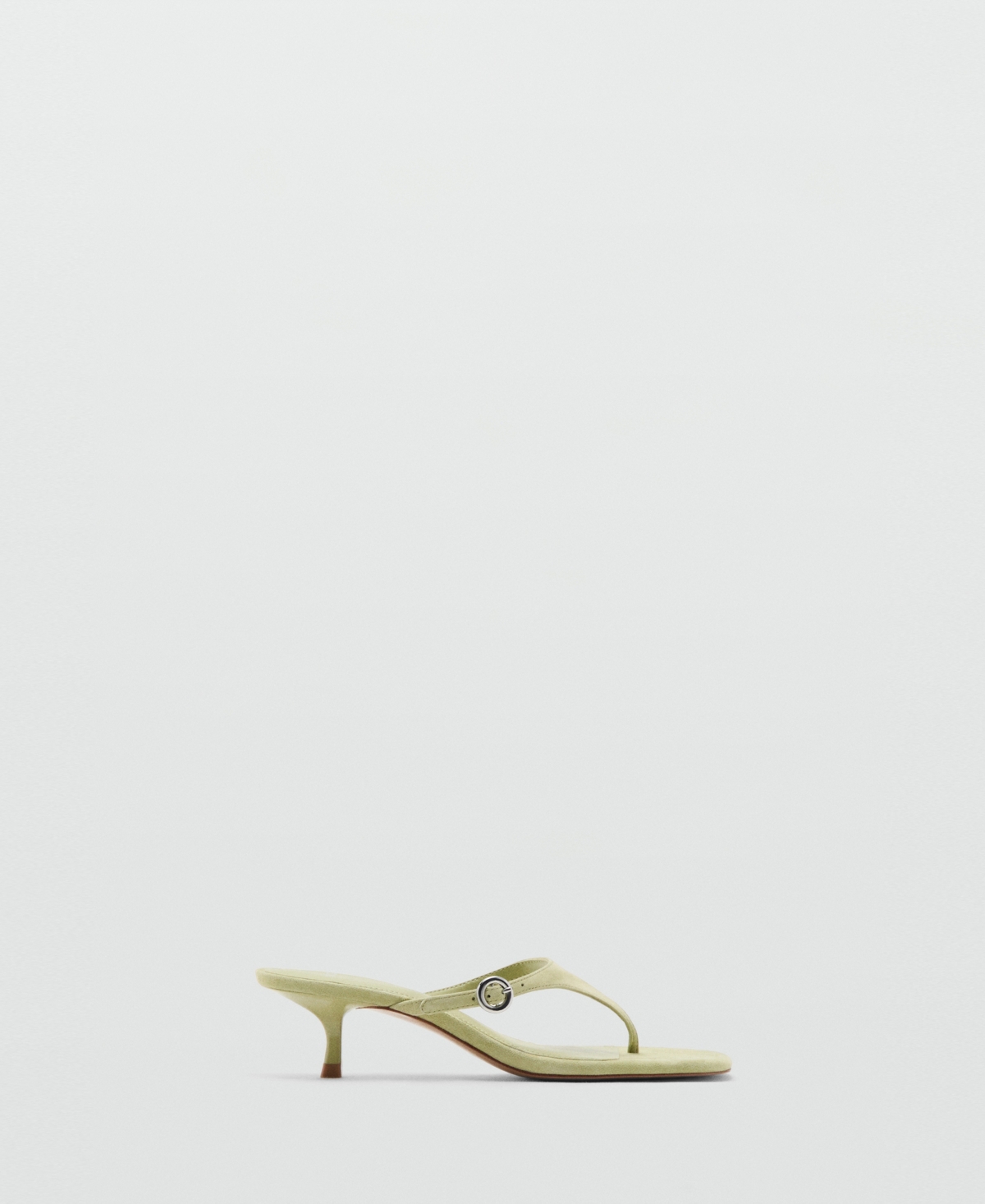 Women's Kitten-Heel Leather Sandals - Pastel Green