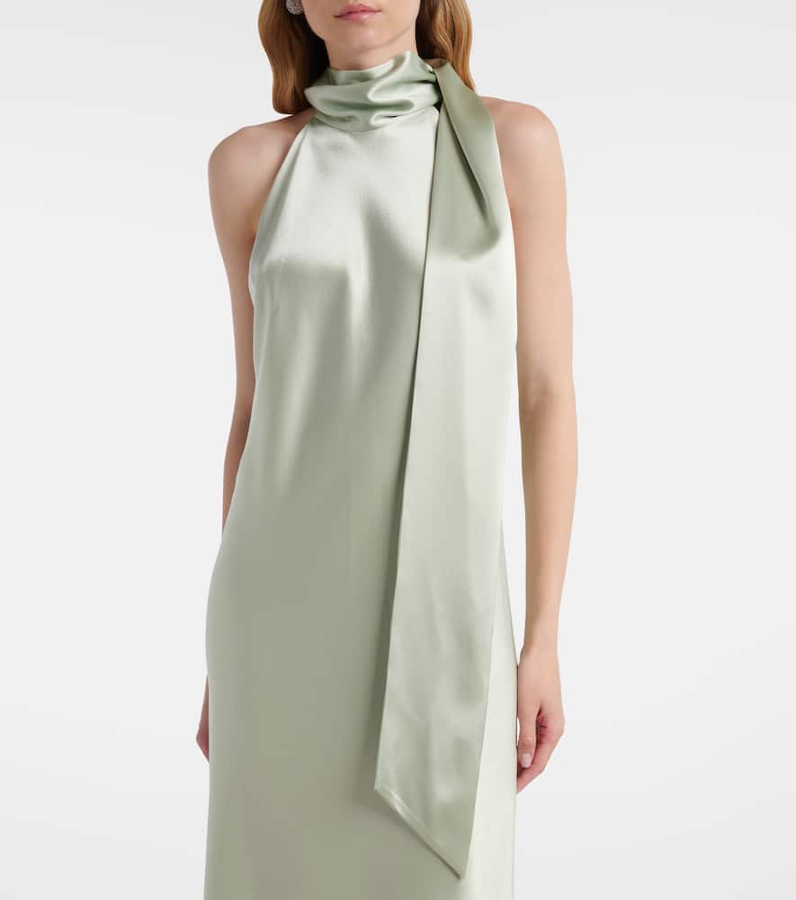 Sienna scarf-detail satin maxi dress