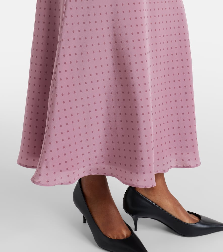 Polka-dot silk midi dress