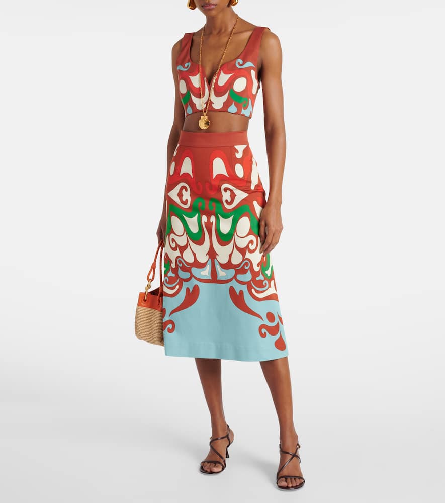 Baia printed cotton-blend crop top