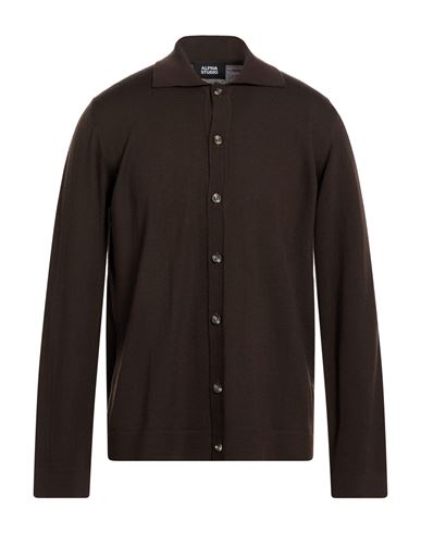 Man Cardigan Dark brown Size 42 Merino Wool