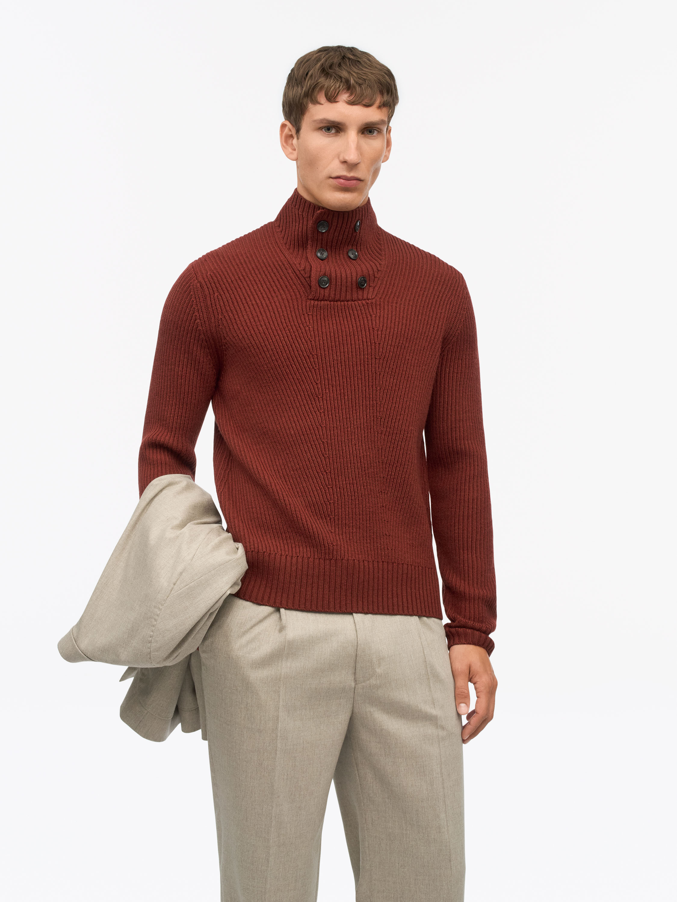 Tiger of Sweden Männer Trichterkragen-Wollpullover, Moroccan Clay, Größe
