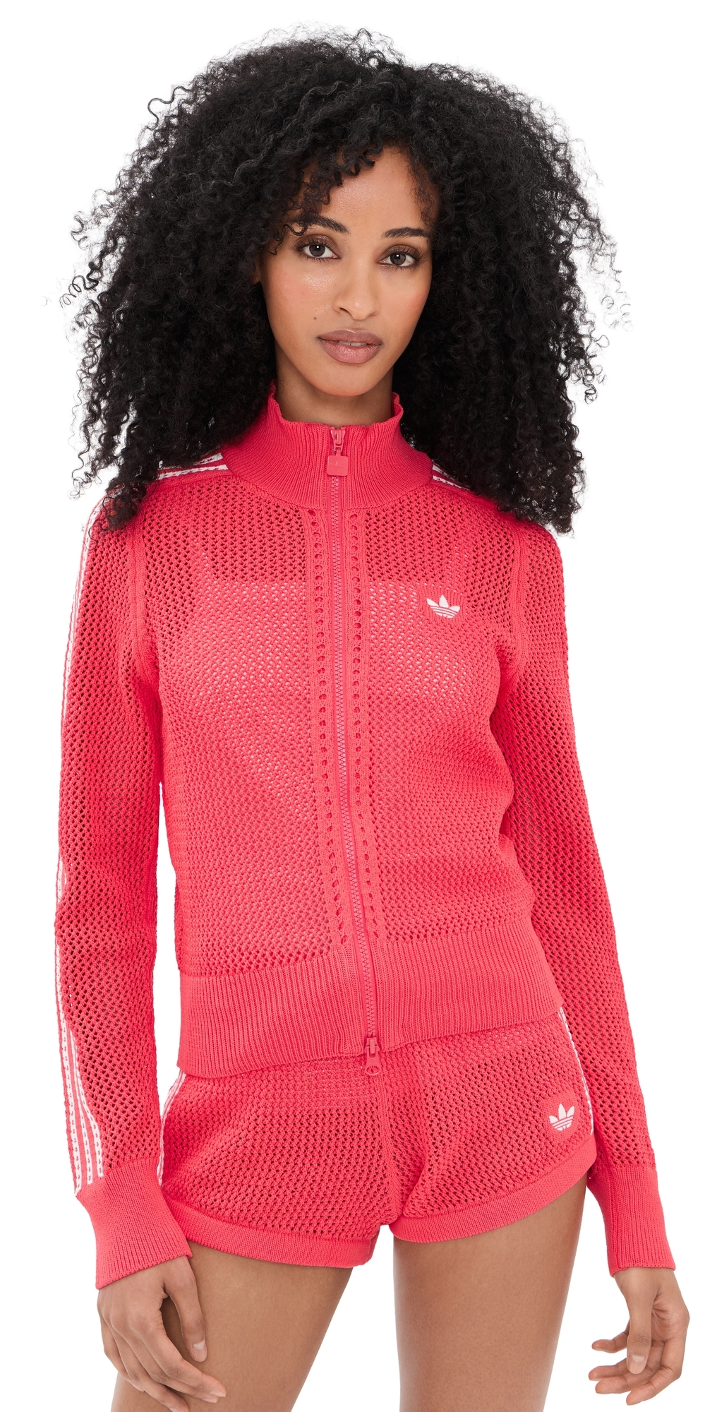 Knitted Crochet Track Jacket Semi Lucid Red/Blue