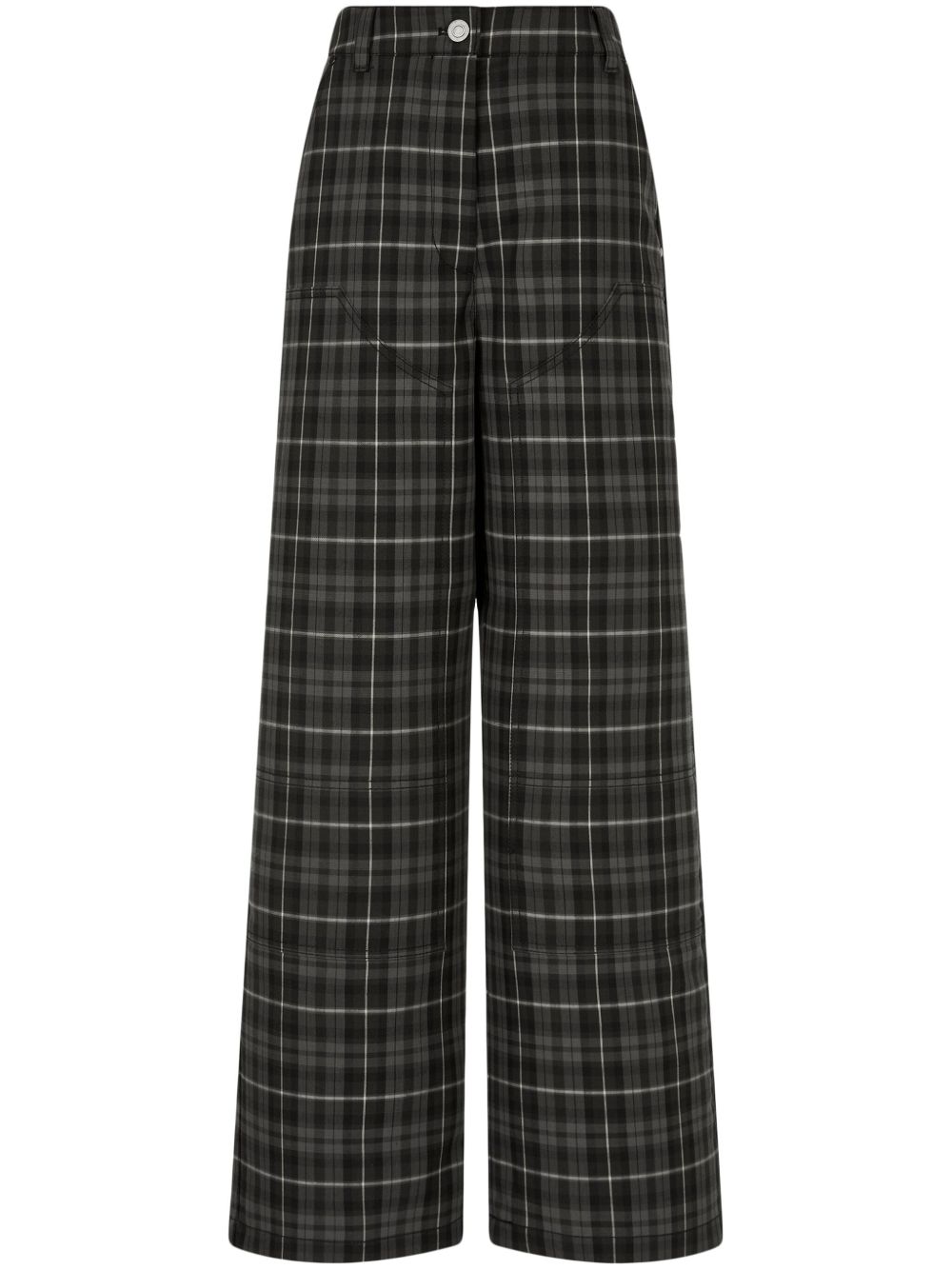 Tartan check-pattern wide-leg trouserrs - Black