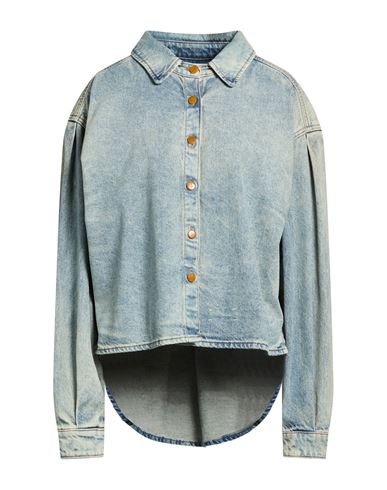 Woman Denim shirt Blue Size L Cotton