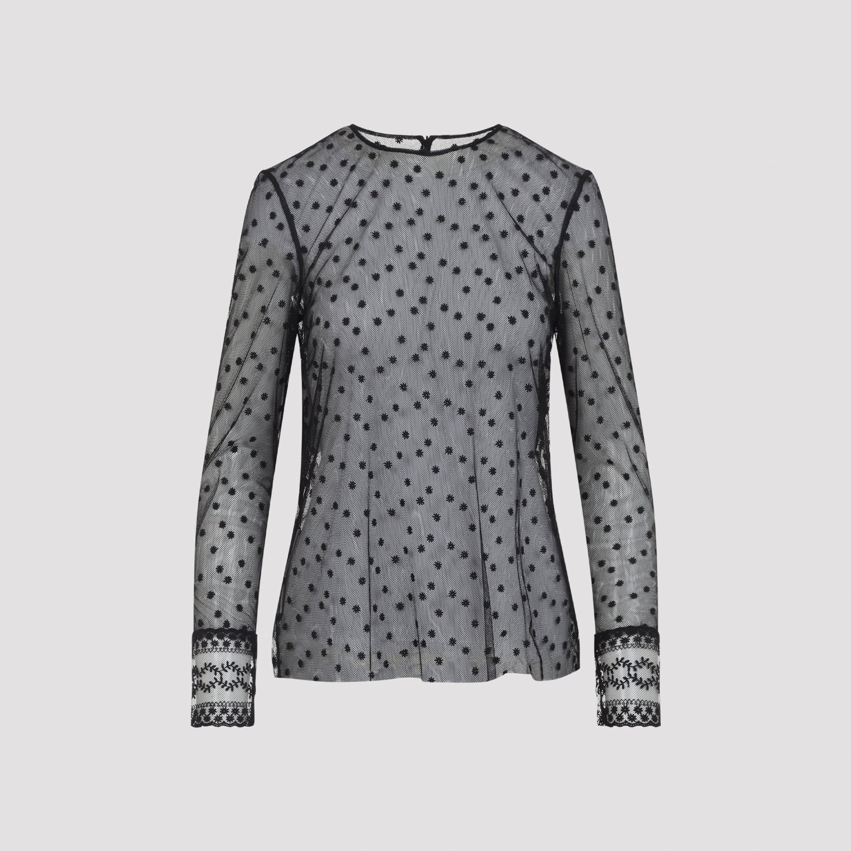 Long Sleeve Pois Tulle Top