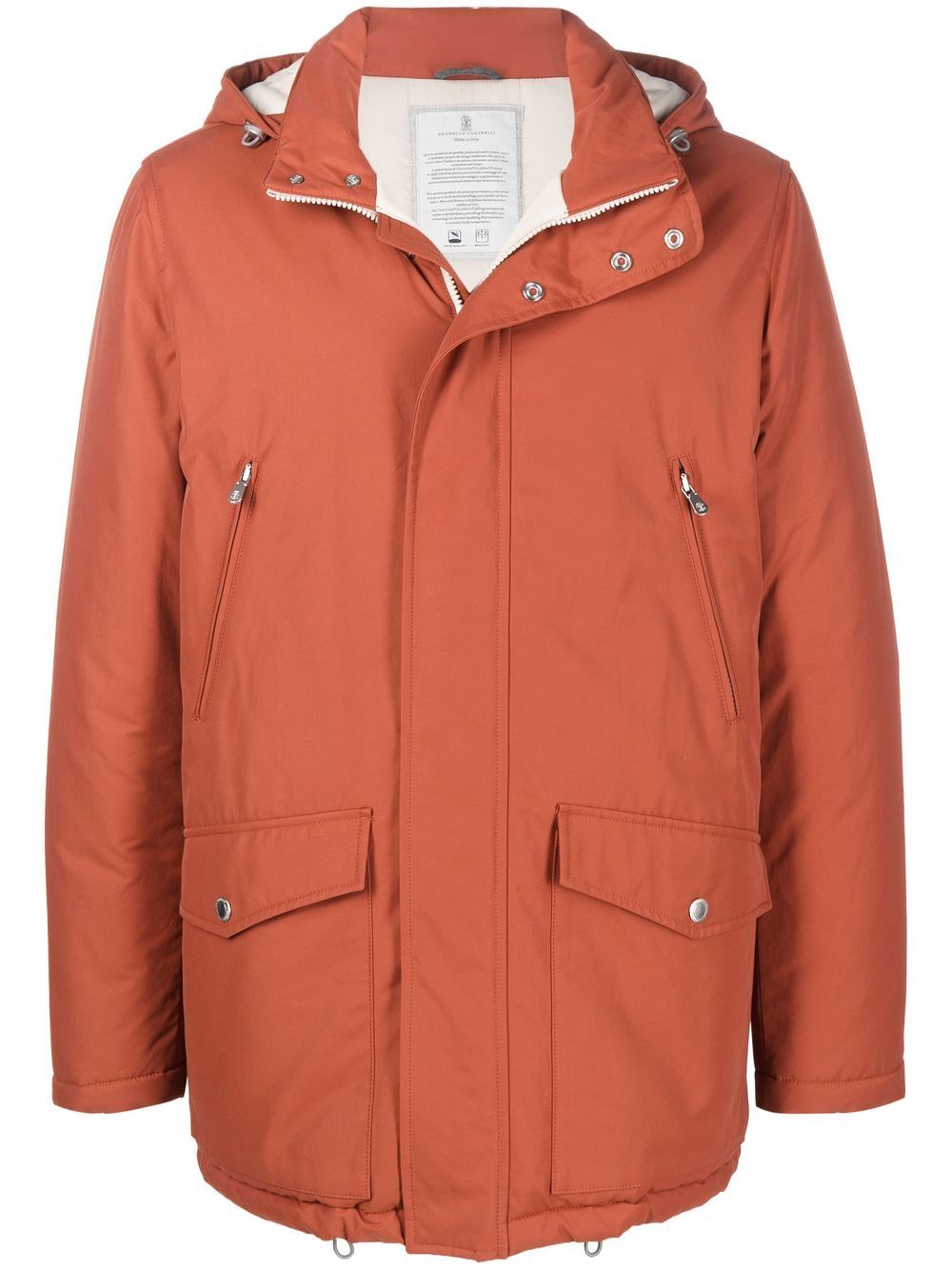 Detachable-hood padded coat - Orange
