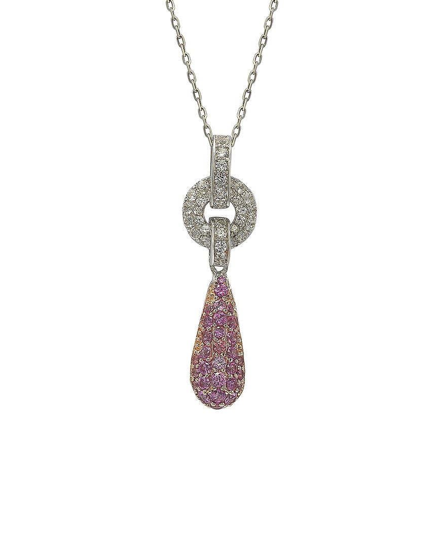 Silver 0.02 Ct. Tw. Diamond & Sapphire Pendant Necklace