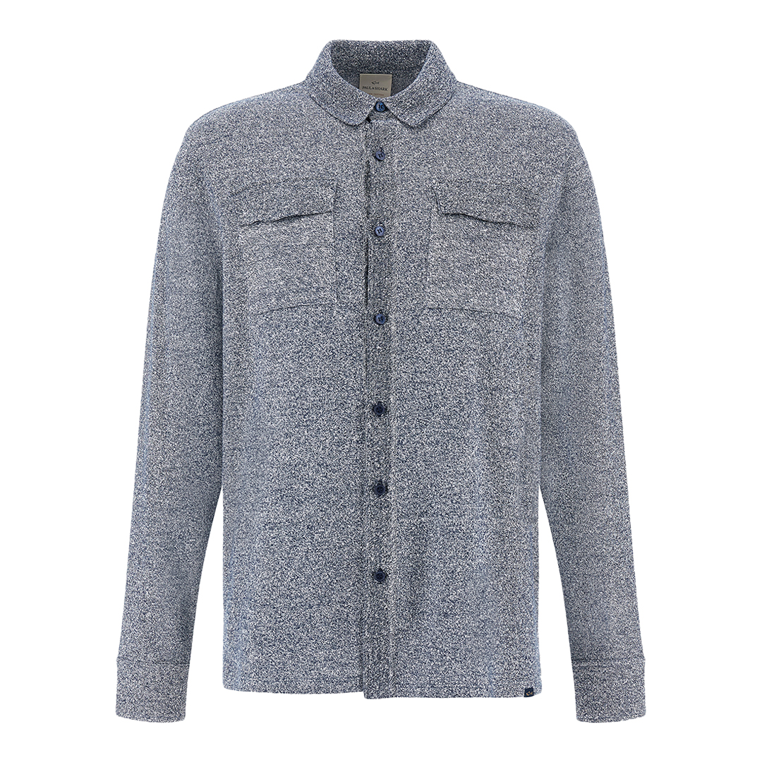 Overshirt in linen and Urukai cotton, Man, Bright White-dress Blues