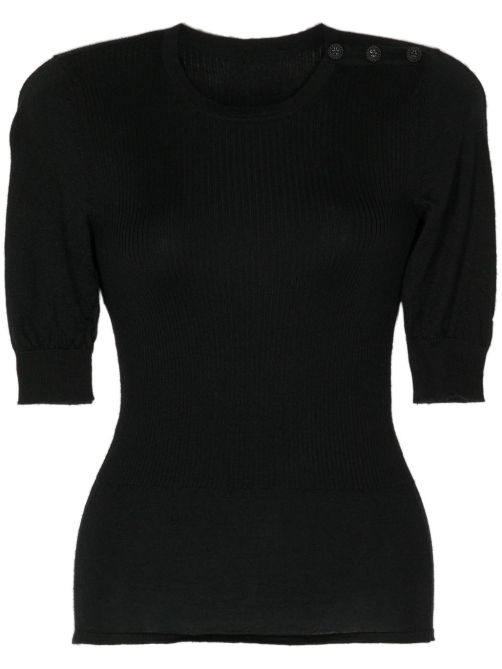 2000s buttoned cashmere knitted top - Black