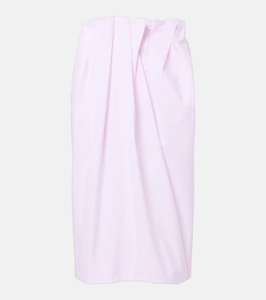 Pleated cotton pencil skirt