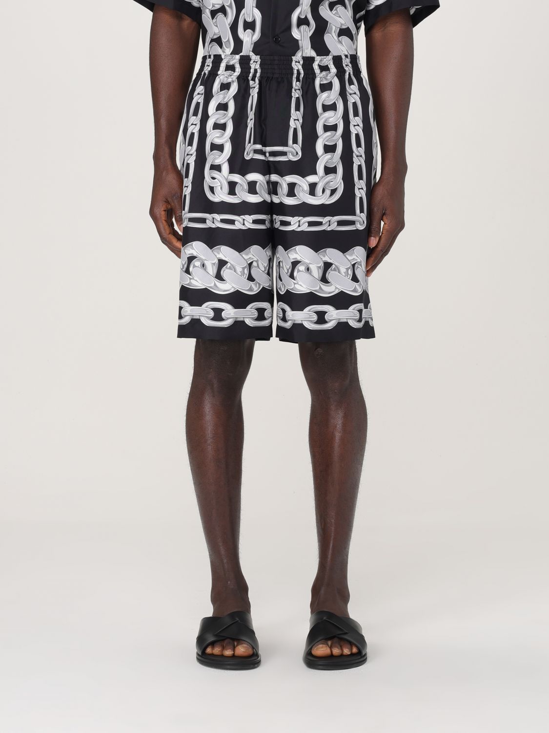 Graphic-print track shorts - Black
