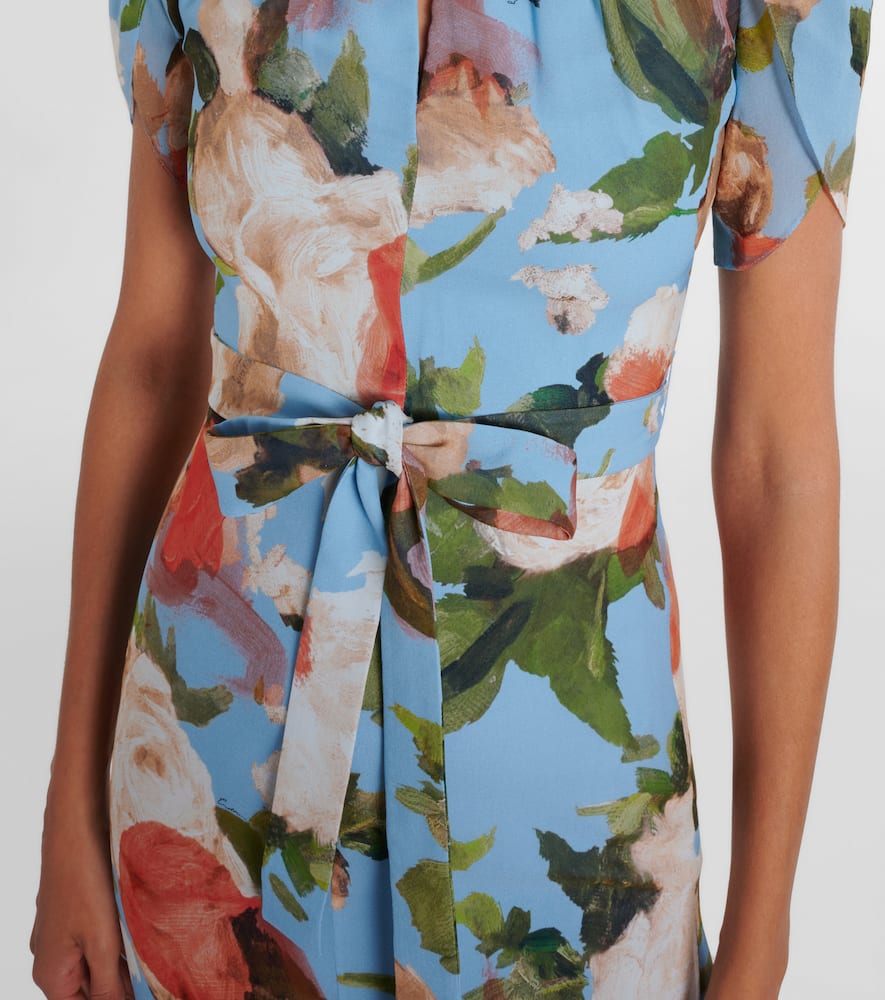 Floral silk voile midi dress