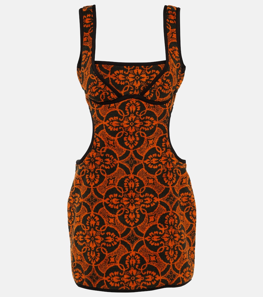 Jacquard cutout cotton minidress