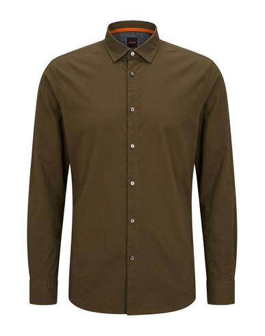 Man Shirt Military green Size XL Cotton, Elastane
