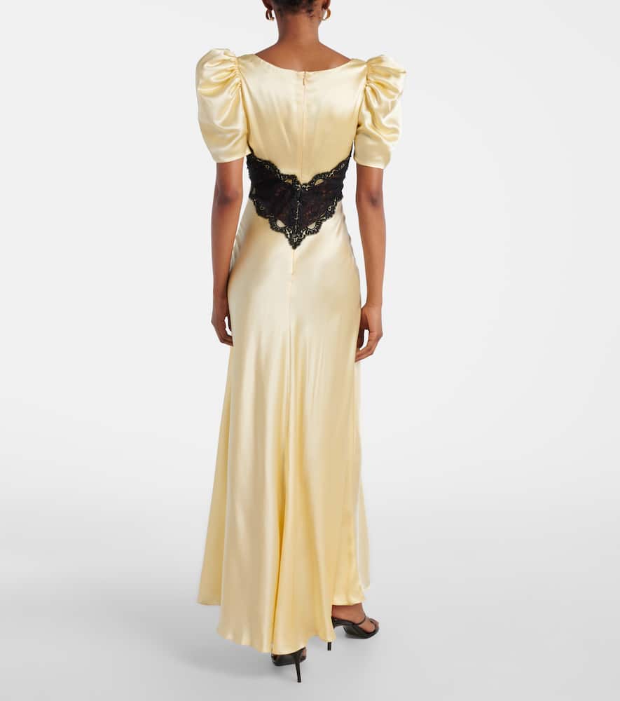 Lace-trimmed silk charmeuse gown
