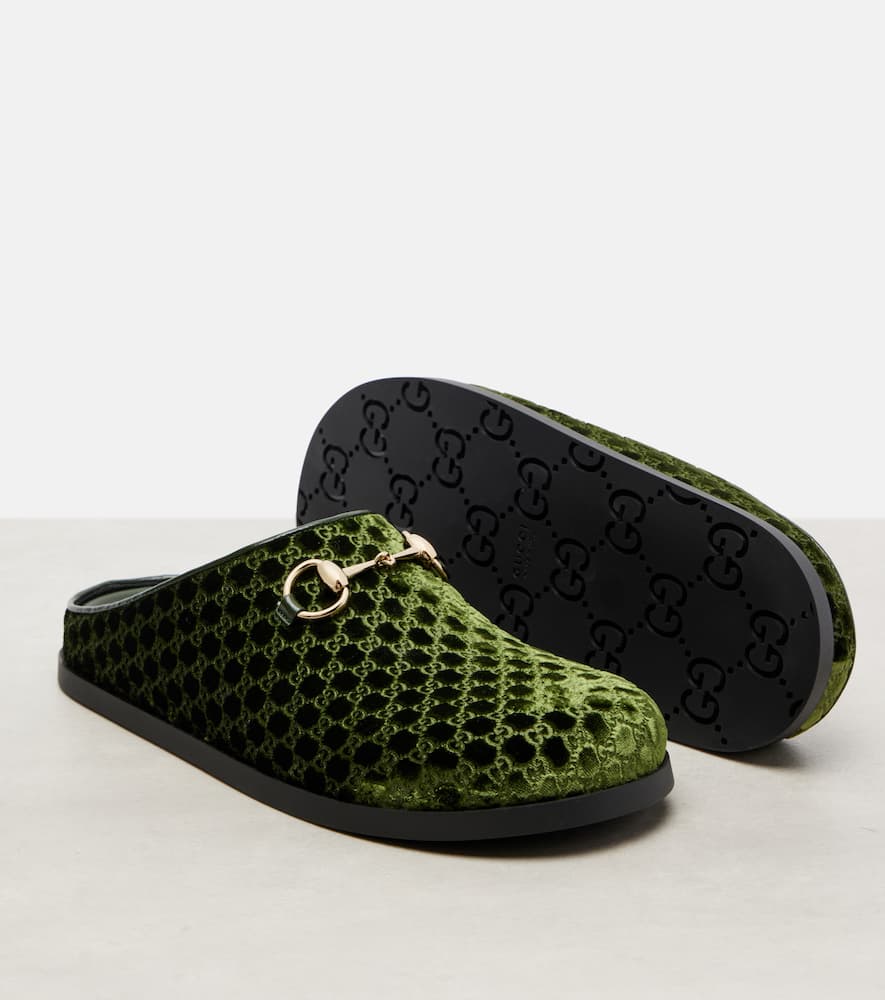 Horsebit GG velvet mules