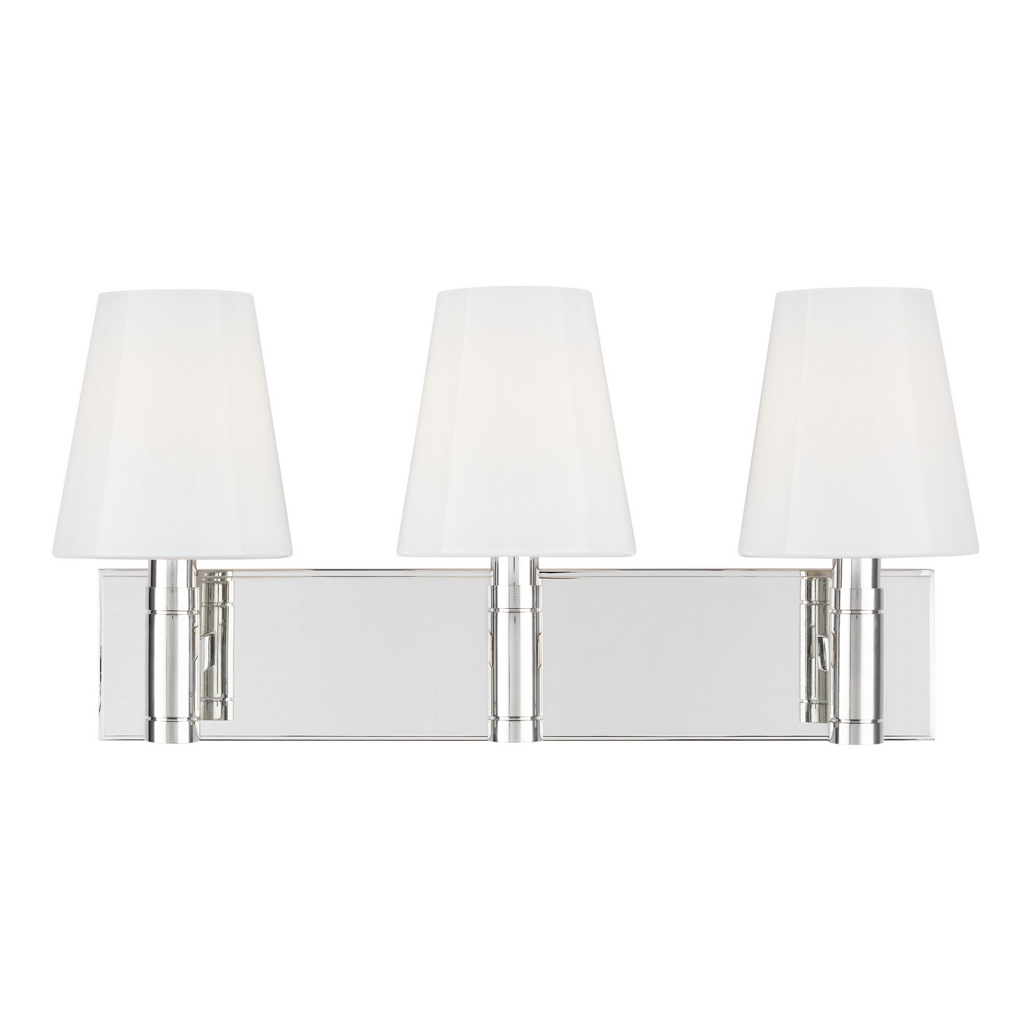 Visual Comfort Studio Beckham Classic 3-Light Bathroom Vanity Light in Polished Nickel by Thomas O'Brien