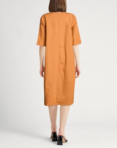 Woman Midi dress Mandarin Size 10 Cotton, Elastane