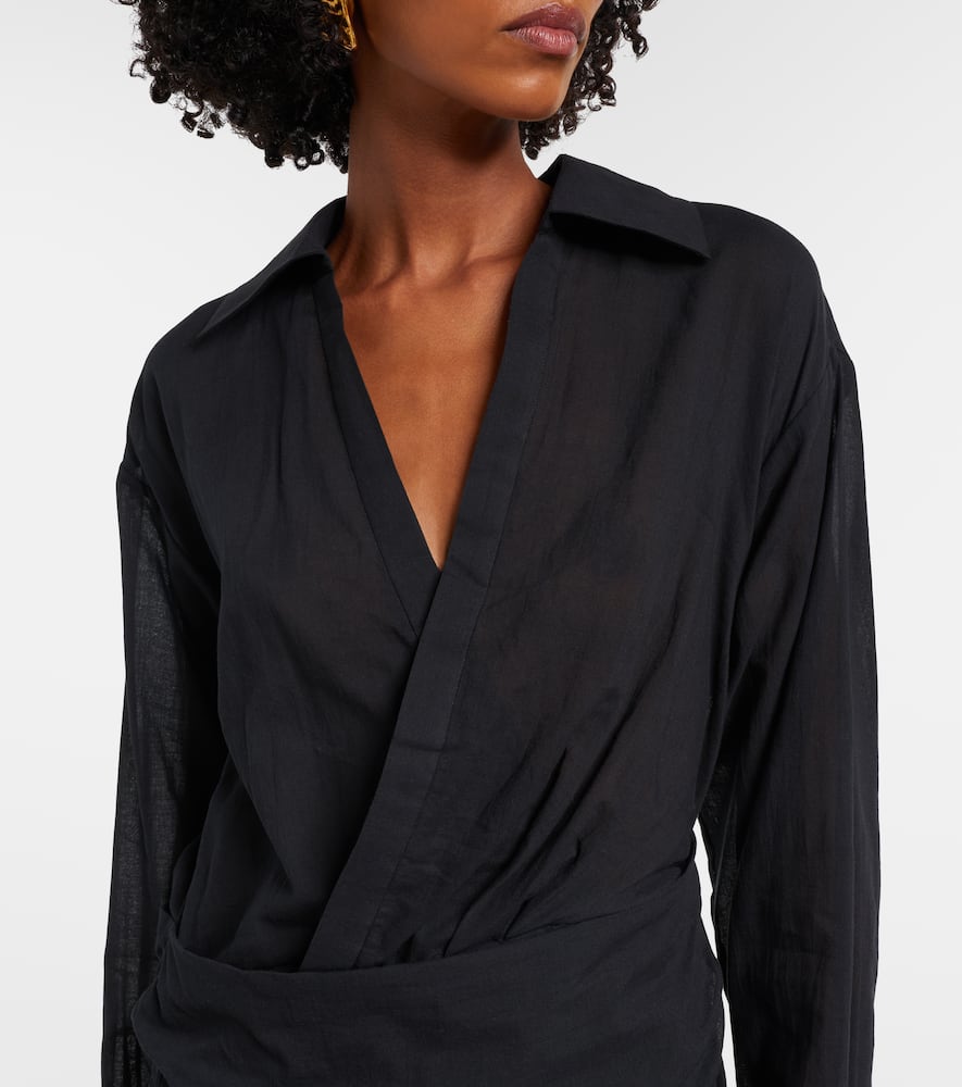 Azura ruched cotton wrap dress