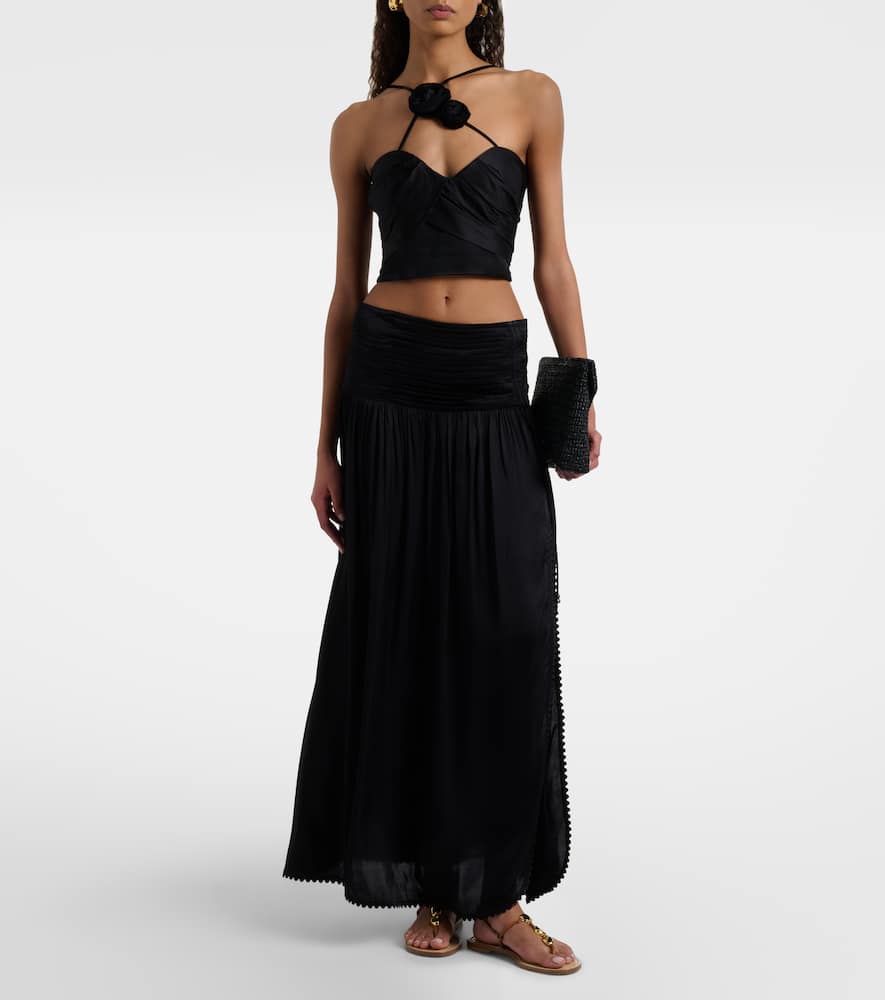 Palmire floral-appliqué crop top
