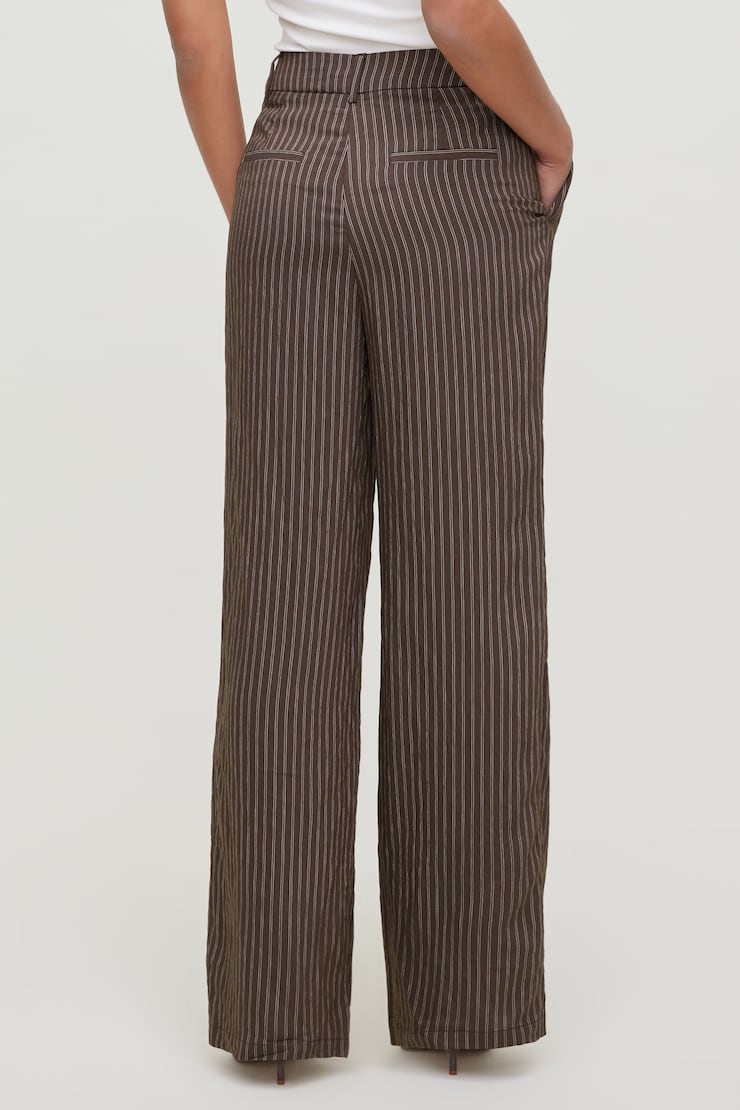 Alex Striped Wide Leg Pants - Brown - Women Clothing