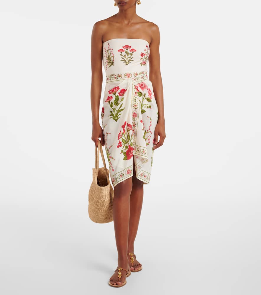 Illusion floral strapless swimsuit