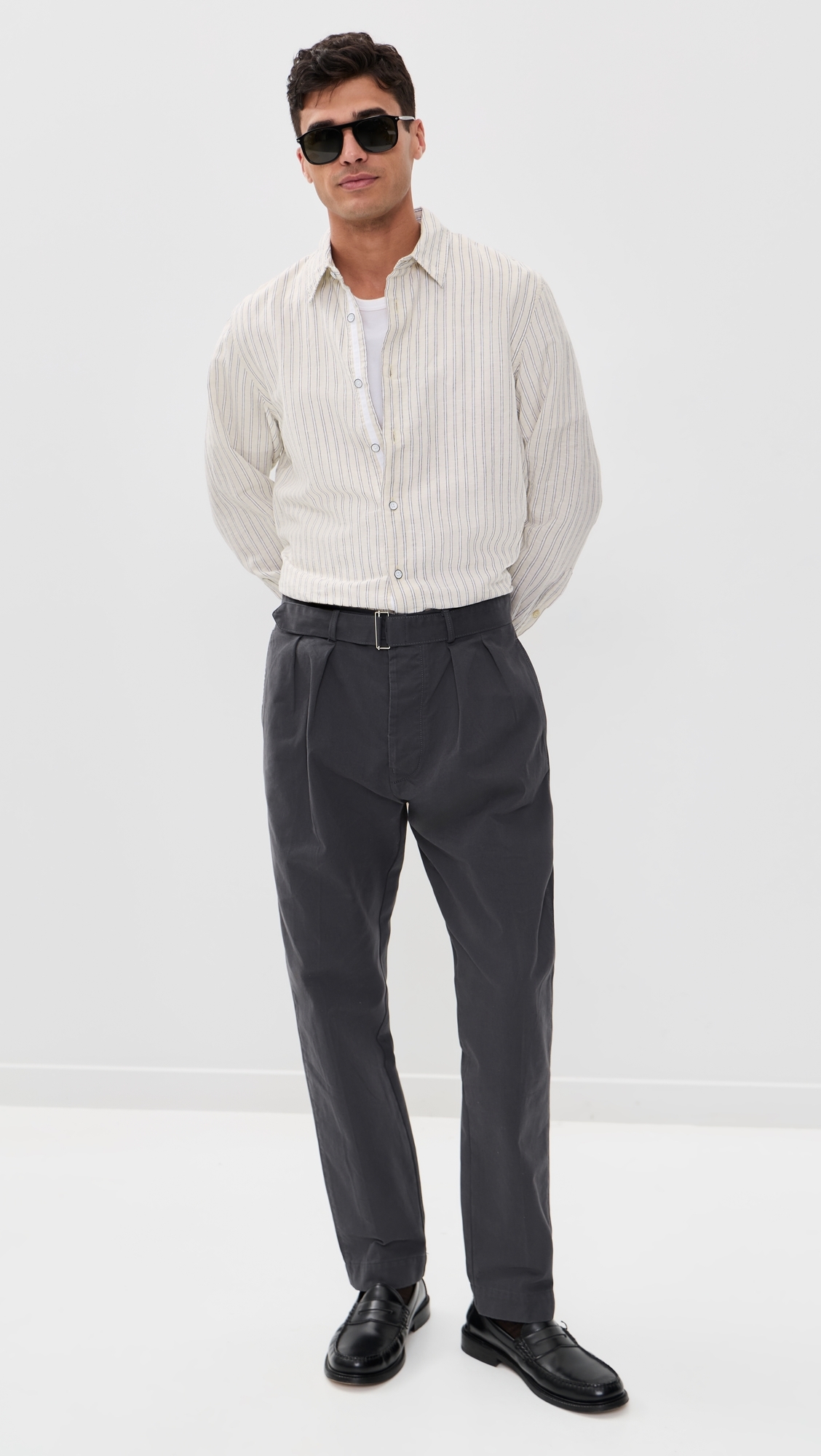 Finch Long Sleeve Linen Stripe Shirt Patus