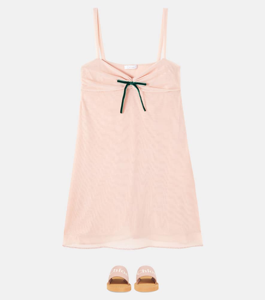Oséree Kids Bow-detail tulle slip dress