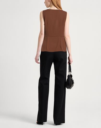 Woman Top Dark brown Size M Polyester, Elastane