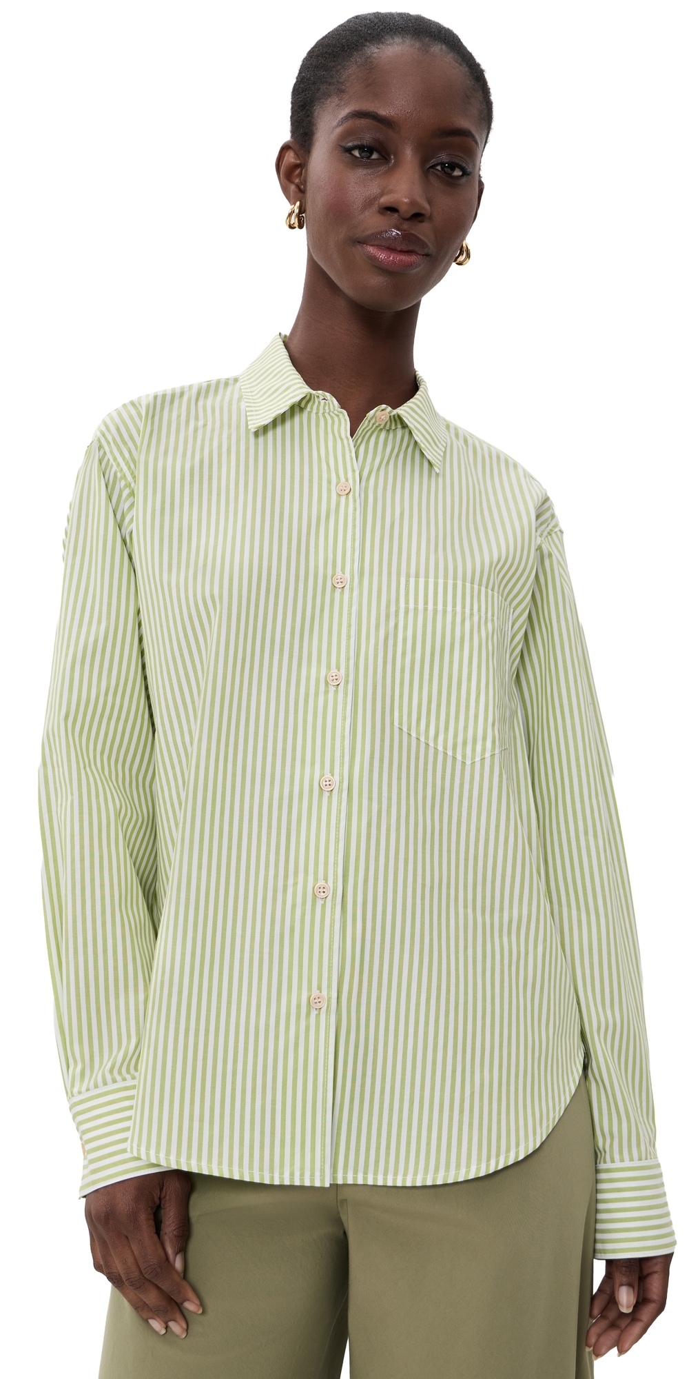 The Weekend Button Down Shirt Lime Stripe P