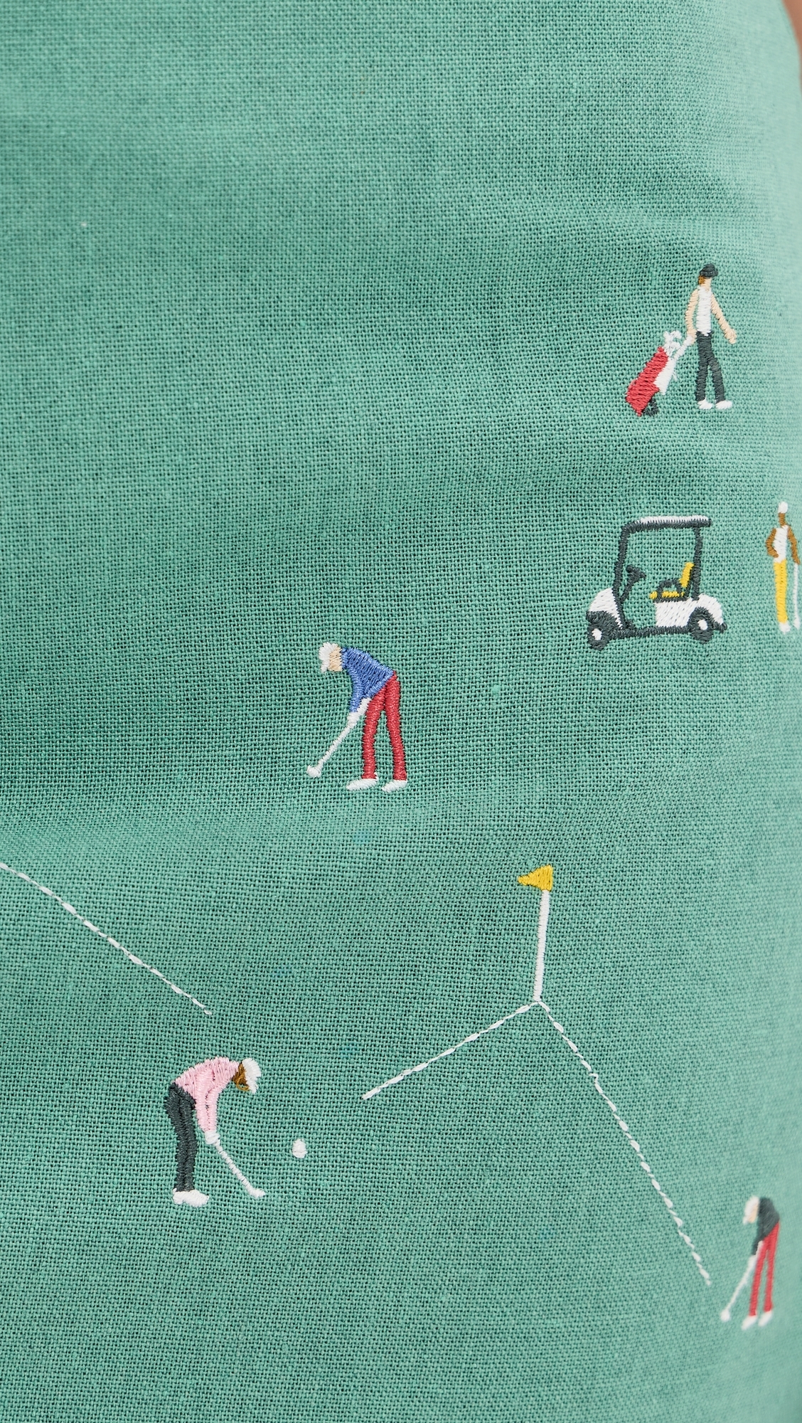 Golf Scene Linen Skirt Green