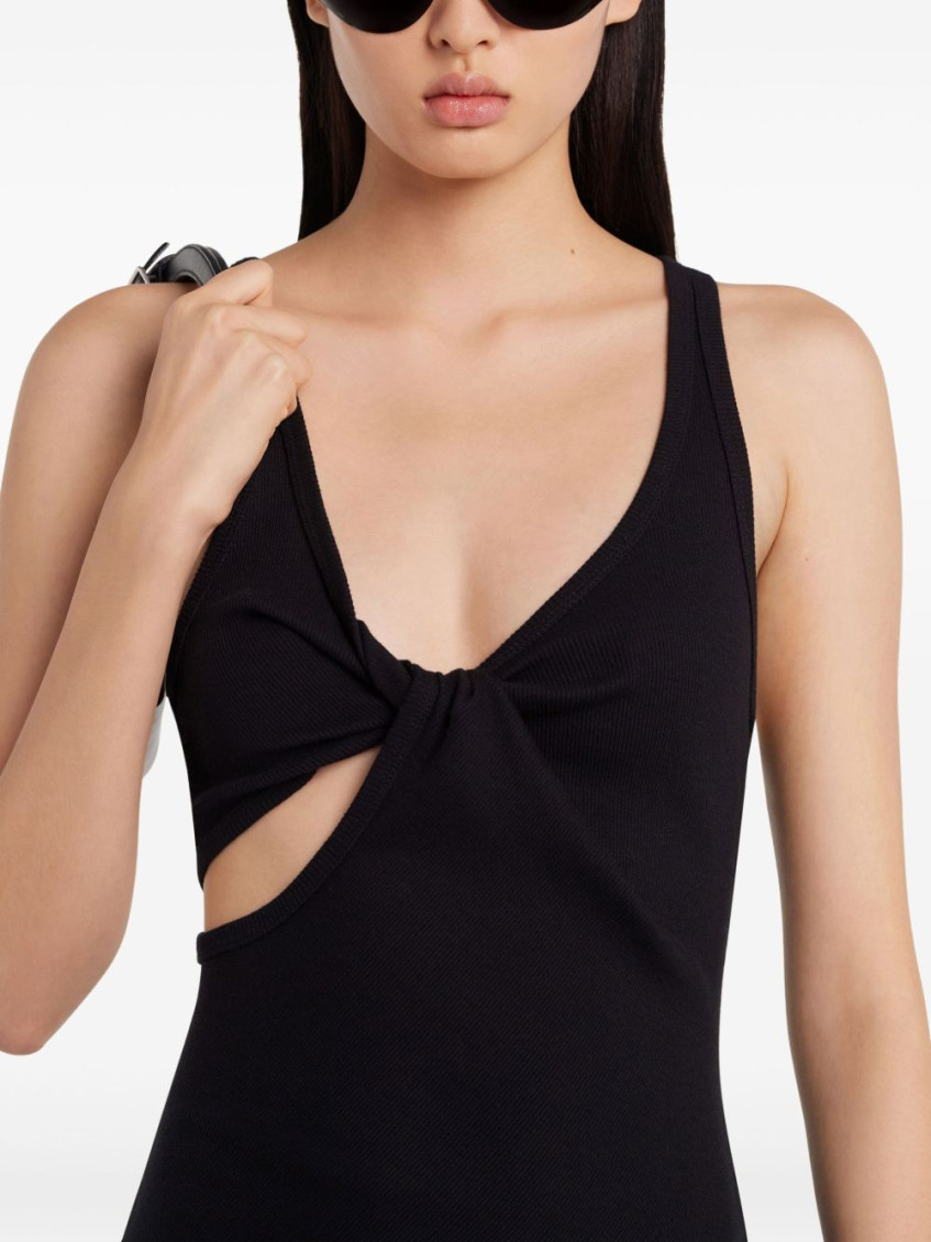 Dress Woman In Black Cotton