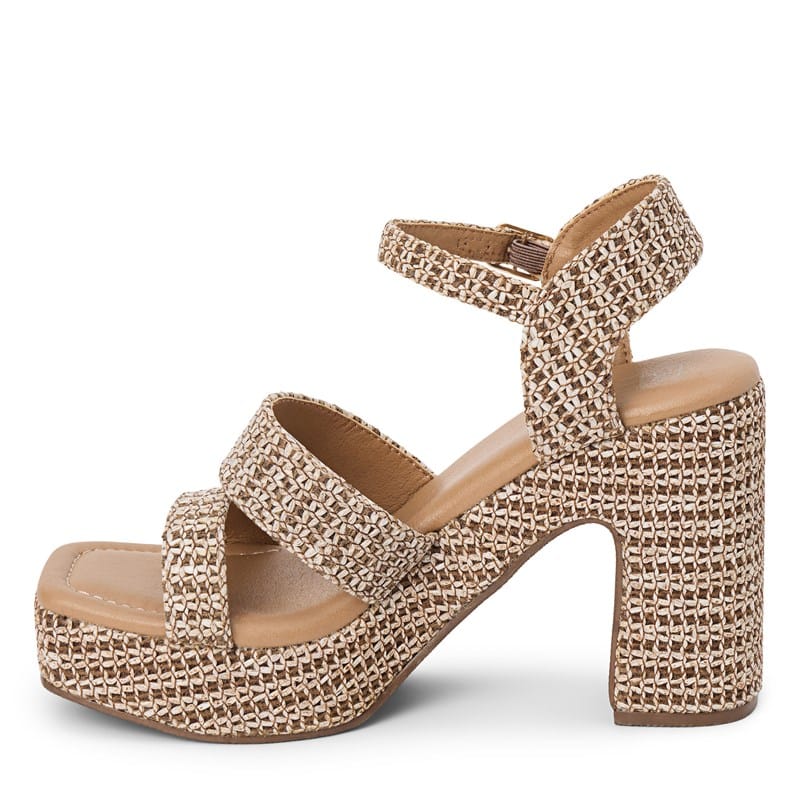 Women's Alessia Platform Square Toe Block Heel Sandals (Brown)