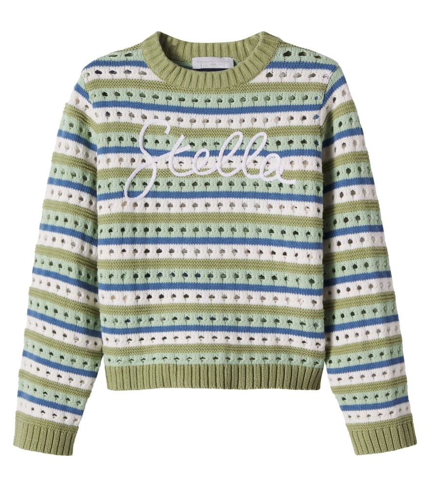 Embroidered striped cotton sweater