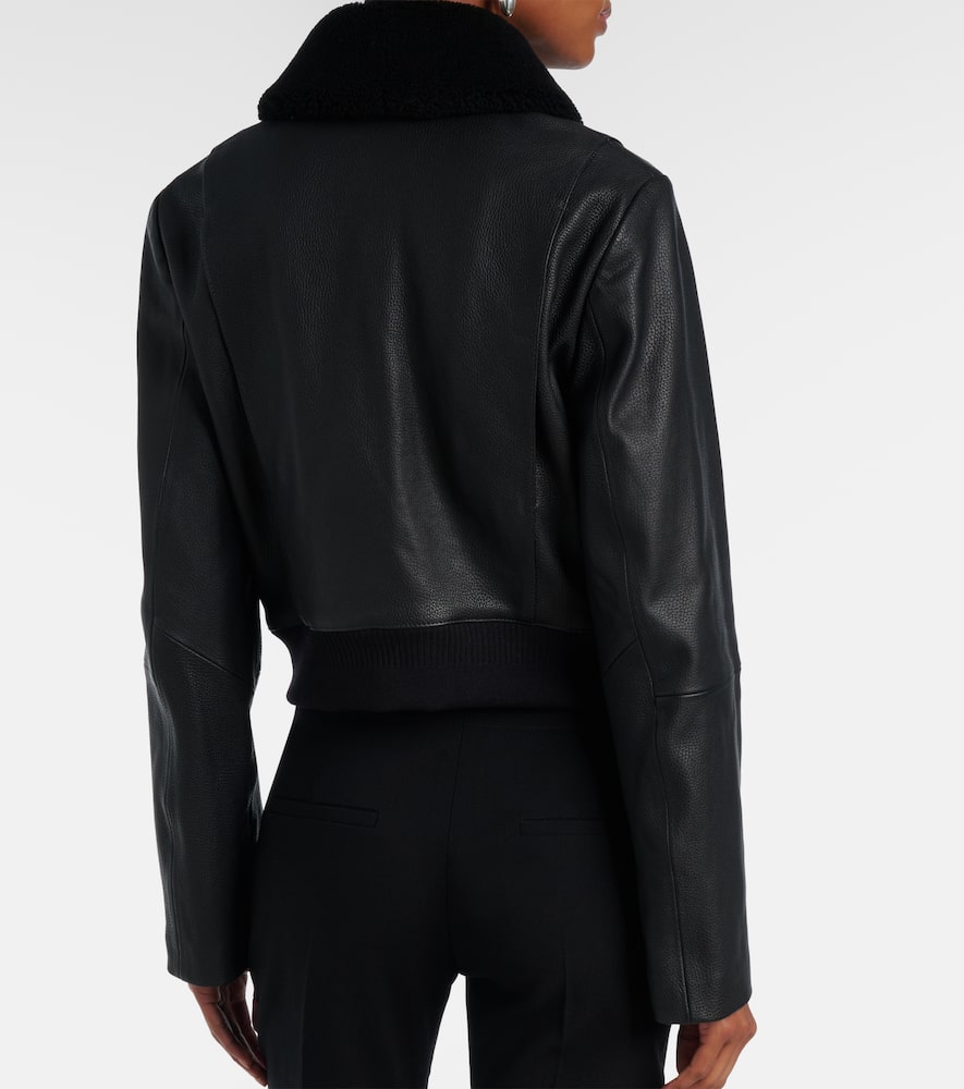 Shearling-trimmed leather jacket