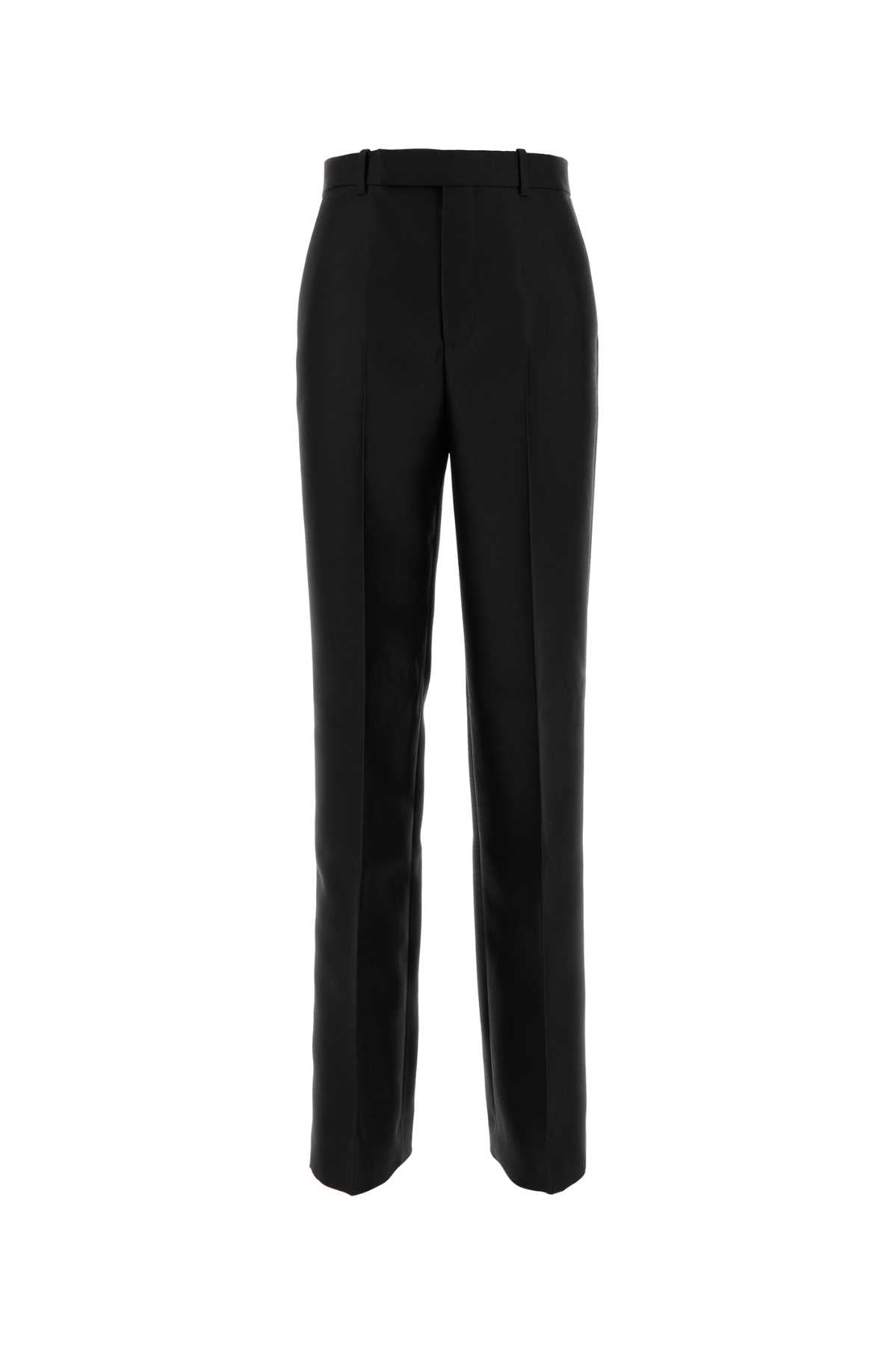 Wool-Silk Blend Trousers — Black