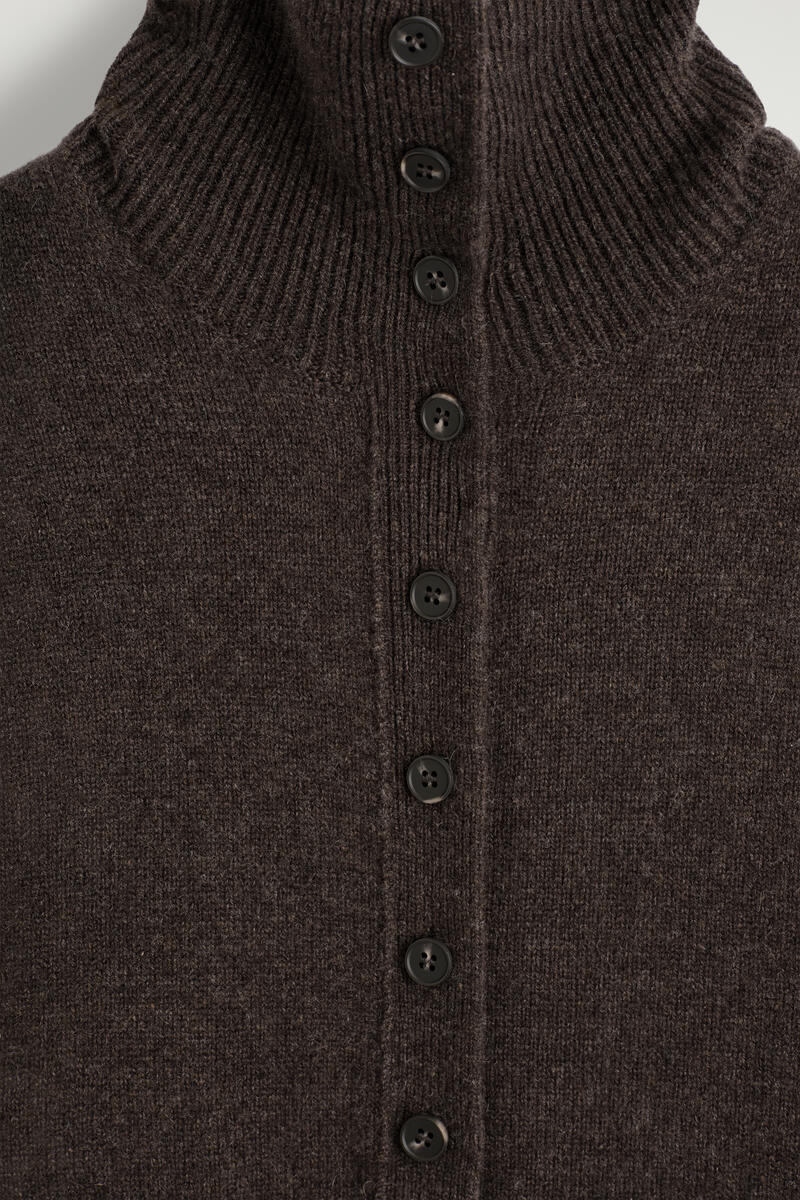 Sculpted Cashmere Mock-Neck Cardigan