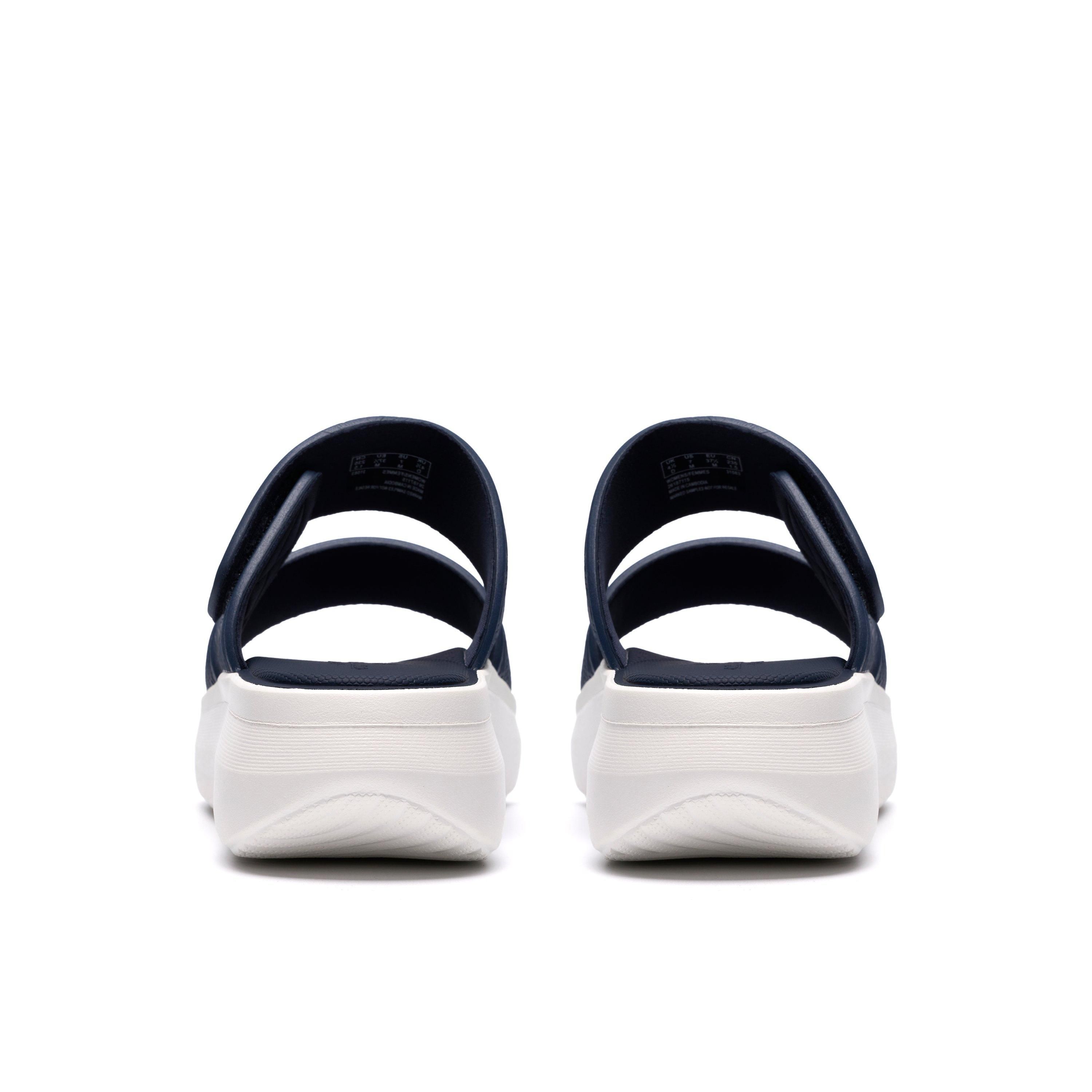 Clarks Solevana Star2 Navy Flat Sandals,sliders In Blue