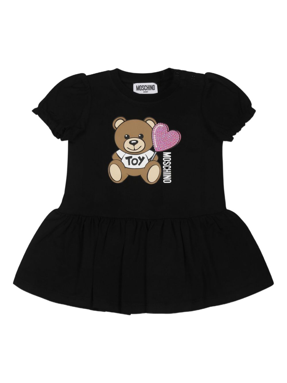 Teddy Bear-print mini dress - Black
