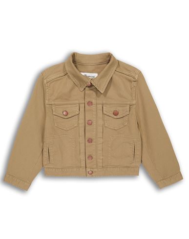 Kid Girl Jacket Khaki Size 10 Cotton, Elastane
